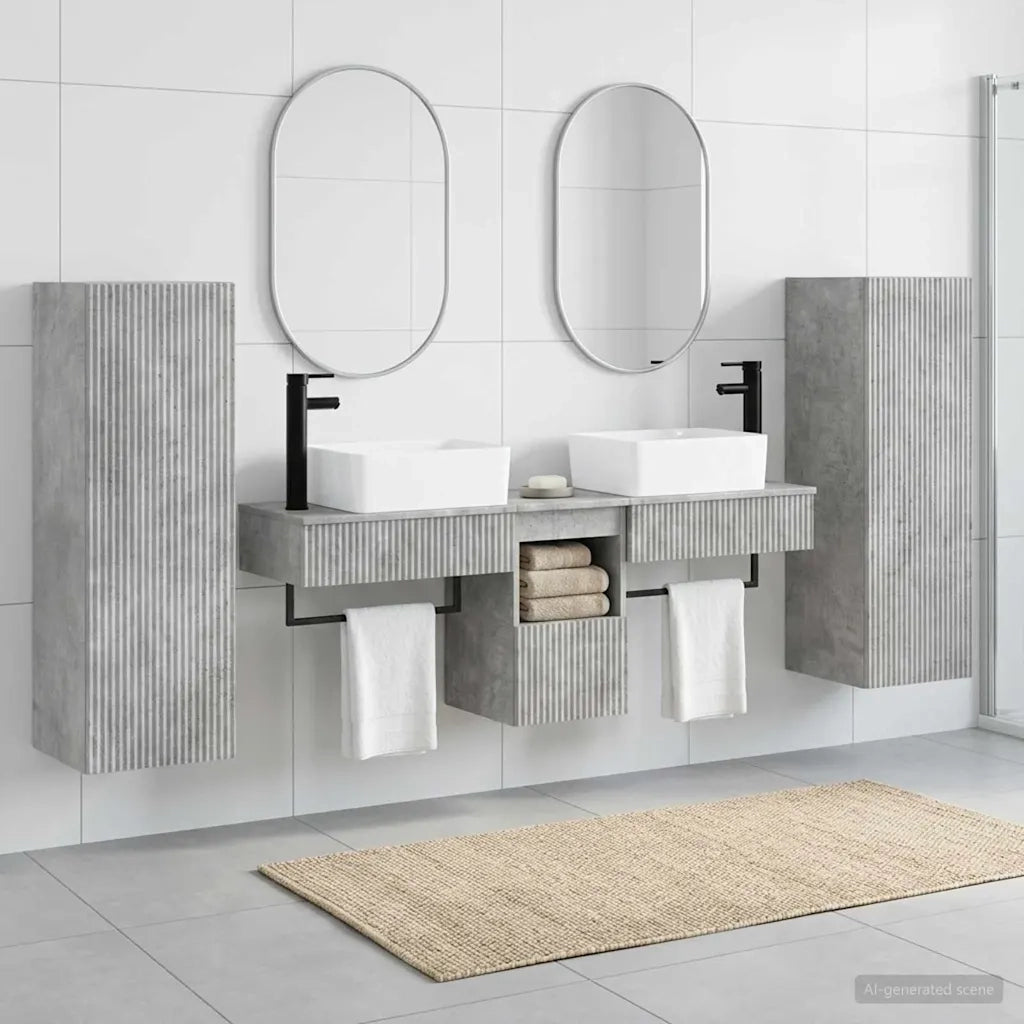 Set di mobili per il bagno 5 pz Grigio Cemento 3405976