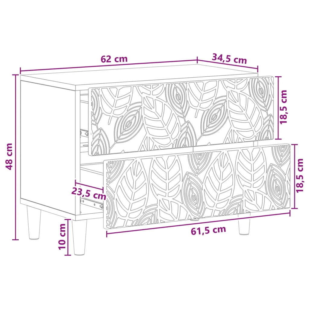 Comodino Grigio Cemento 62 x 34,5 x 48 cm Legno ingegnerizzato 895008