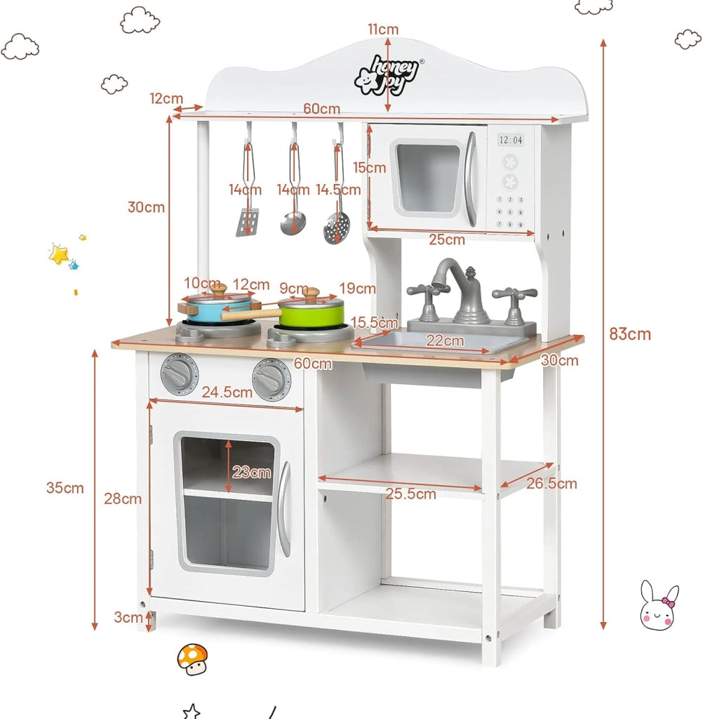 Cucina d'imitazione per bambini 3+ anni, giocattolo da cucina in legno con fornello, forno, forno a microonde e lavandino, accessori variegati forniti, ideale regalo educativo per feste,