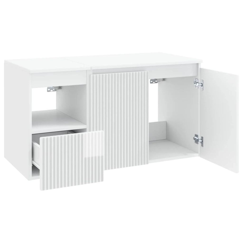 Set di mobili per il bagno 2 pz Bianco Lucido 3404118