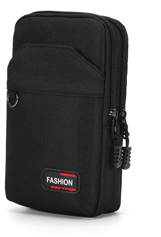 Borsa a tracolla 18,2 cm - 3 Compartimenti - Nero - Adatta per Viaggi/Walking/Ciclismo - Borsa da spalla