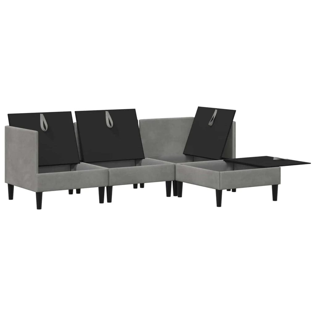Set di mobili per il soggiorno 4 pcs Grigio Chiaro Velluto