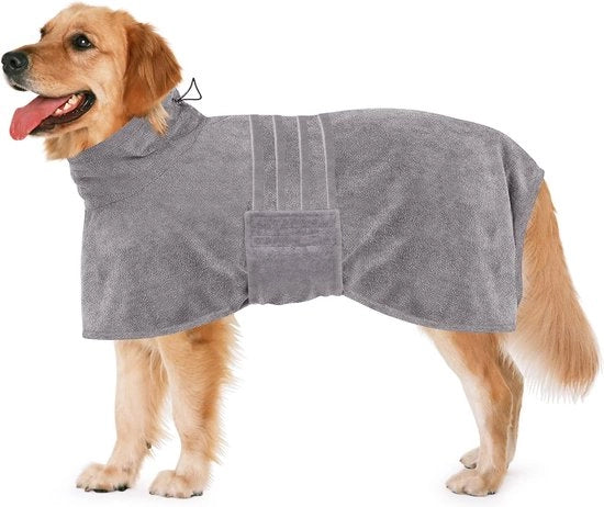 Badia per Cani, Asciugamano per Cani con Funzione di Asciugacapelli Super Assorbente e Rapido Asciugamento Abbigliamento per Cani per Piccoli, Medi e Grandi Cani Colore Blu, Verde, Grigio (M, GRIGIO)