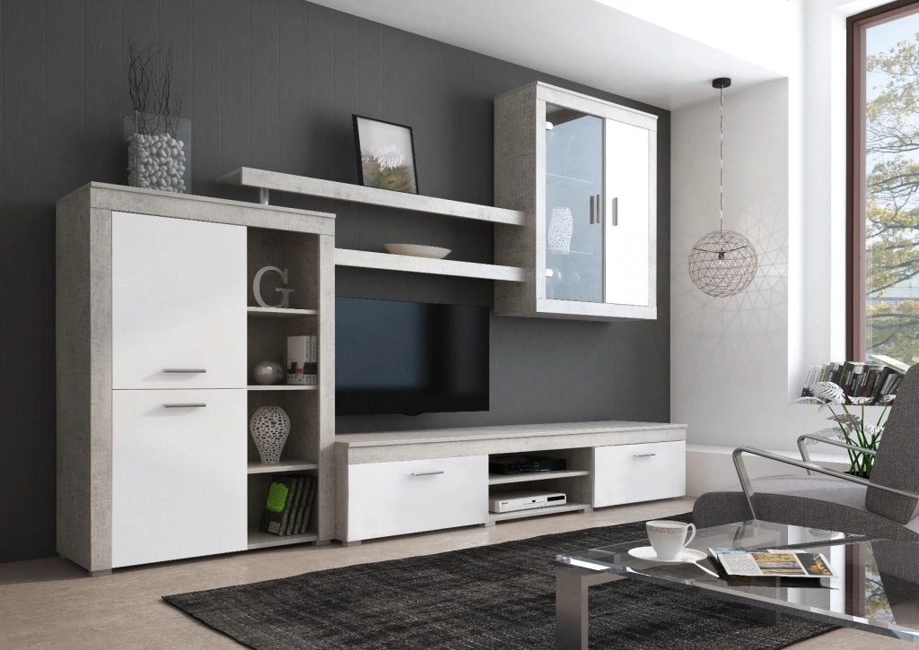 SOGGIORNO CANBERRA CEMENTO E BIANCO LARICE SG281