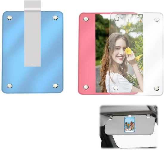 Sostegno per foto 2 pezzi - Clip per fotocamera con protezione solare - Materiale acrilico - Magnetico - Visualizzazione verticale/orizzontale - Pannello resistente ai graffi - Cornice per foto