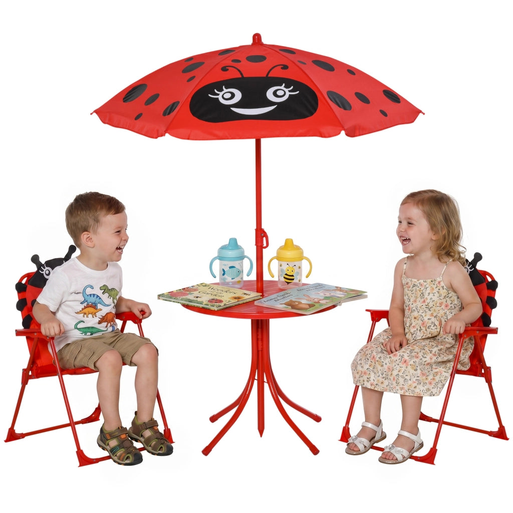 Set da giardino per bambini 4 pezzi ¨C zephmum ¨C Acciaio, Tessuto Oxford, Rosso