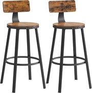 VASAGLE Set di 2 Sgabelli da Bar, Sedie da Cucina, con Schienale, Struttura in Acciaio, Altezza di Seduta di 73 cm, Montaggio Facile, Stile Industriale, Marrone Vintage e Nero LBC026B01V1