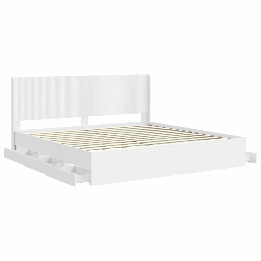 Struttura del letto con stoccaggio e testata Bianco 3413917