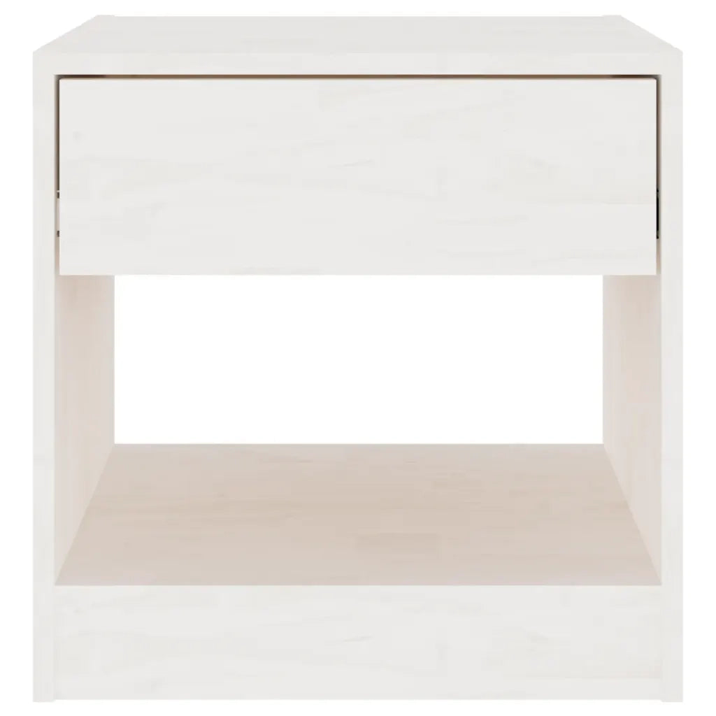 Comodino Bianco 40x31x40 cm in Legno Massello di Pino 808065