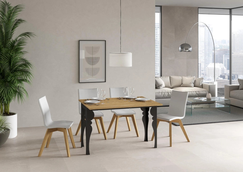 Tavolo apribile 120/200x45/90 cm Paxor Double Quercia Natura telaio Antracite