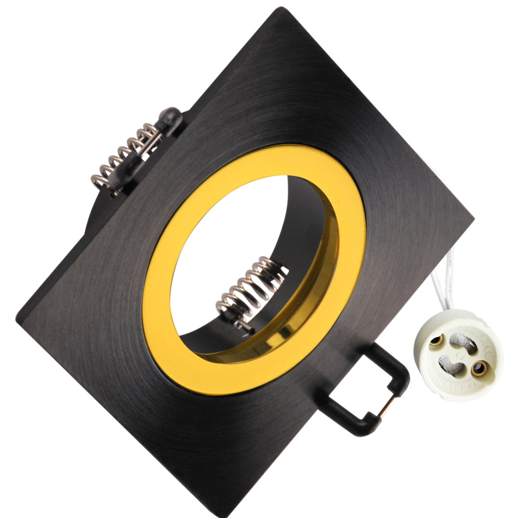 Faretto incasso quadrato nero-oro GU10 Polux FEBE 323361