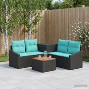 Set di divani 6 pz Nero e Blu Rattan sintetico e Acciaio 3447288