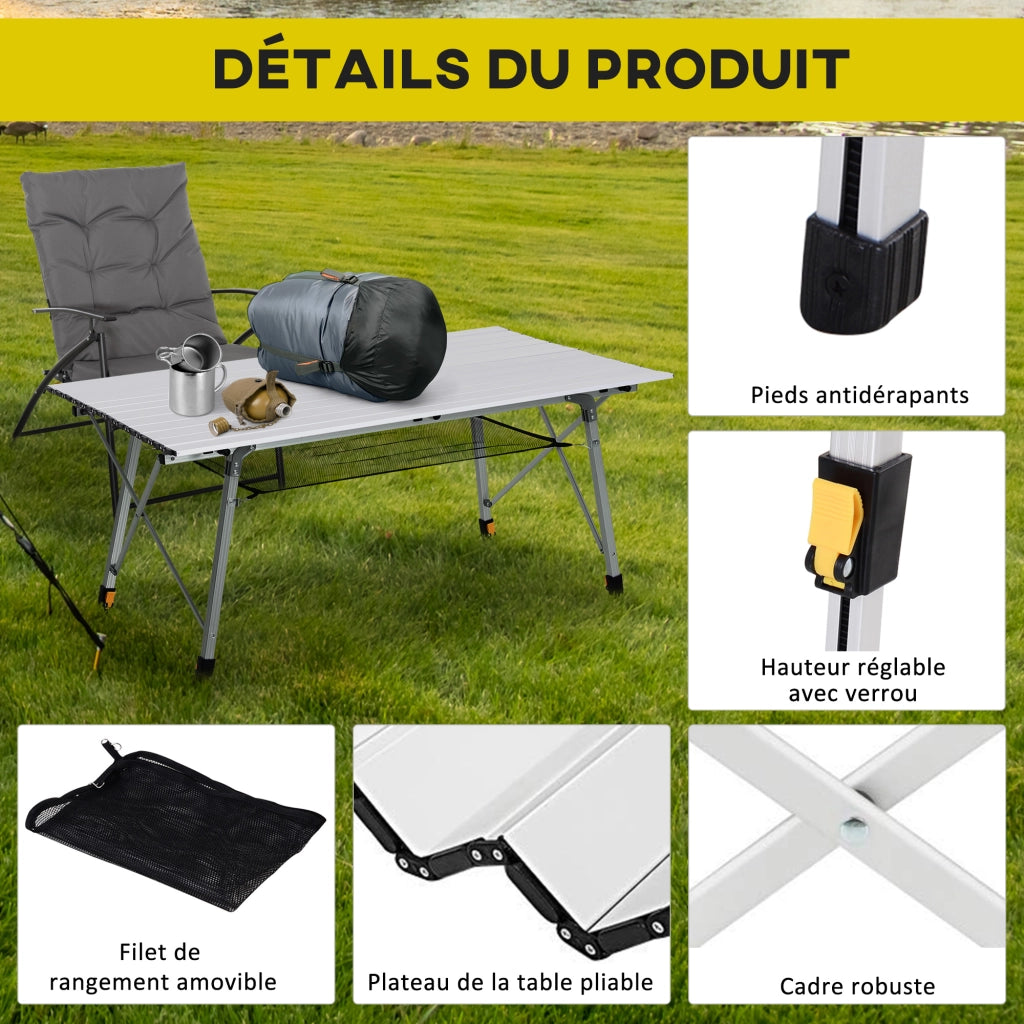Tavolo pieghevole da giardino ¨C zephmum ¨C alluminio 6 persone regolabile