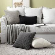 Set di 2 coprisacco 40x40 cm Corduroy Decorativi copriorsoletto copriscialco Decorativi coprisacco Zucchero, liscio, per soggiorno Camera da letto 40x40 cm, 16x16 pollici Grigio