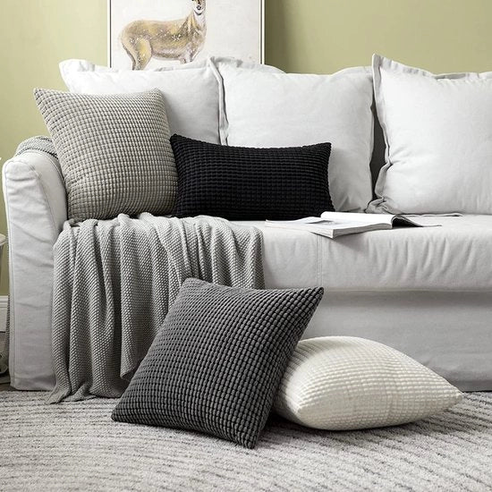 Set di 2 coprisacco 40x40 cm Corduroy Decorativi copriorsoletto copriscialco Decorativi coprisacco Zucchero, liscio, per soggiorno Camera da letto 40x40 cm, 16x16 pollici Grigio