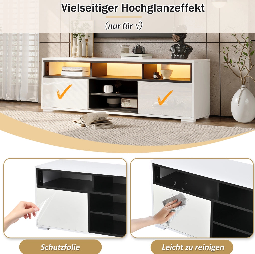 Mobile porta TV moderno con luce integrata e vani contenitori