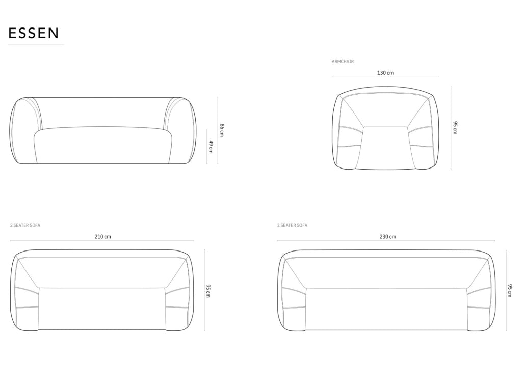 Cosmopolitan Design - Divano "Essen" 2 posti in bouclé bordeaux 