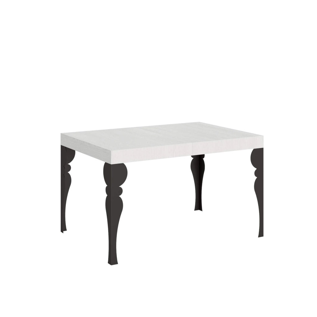 Tavolo allungabile 120/380x90 cm Paxon bianco frassino gambe antracite