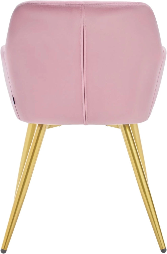 Sedia per Sala da Pranzo Imbottita, Poltroncina in Velluto,Sedia da Cucina con Braccioli e Schienale, Gambe in Metallo, moderne,Rosa, BH232rs-1