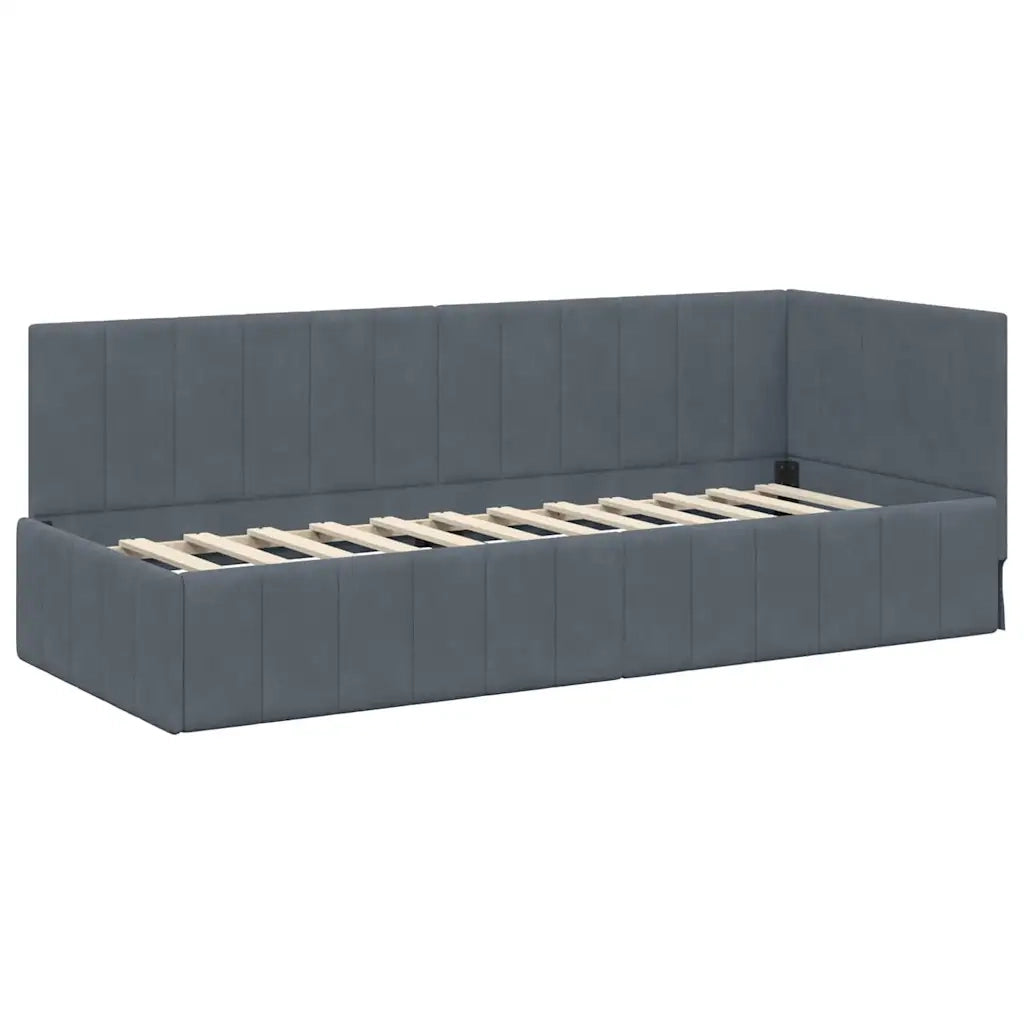 Cornice del letto ad angolo Grigio scuro 80 cm x 200 cm Velluto