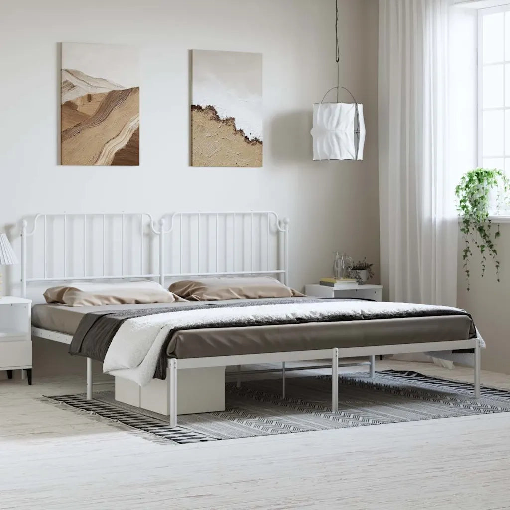 Giroletto con Testiera-Struttura Letto con testiera Metallo Bianco 193x203 cm 967856