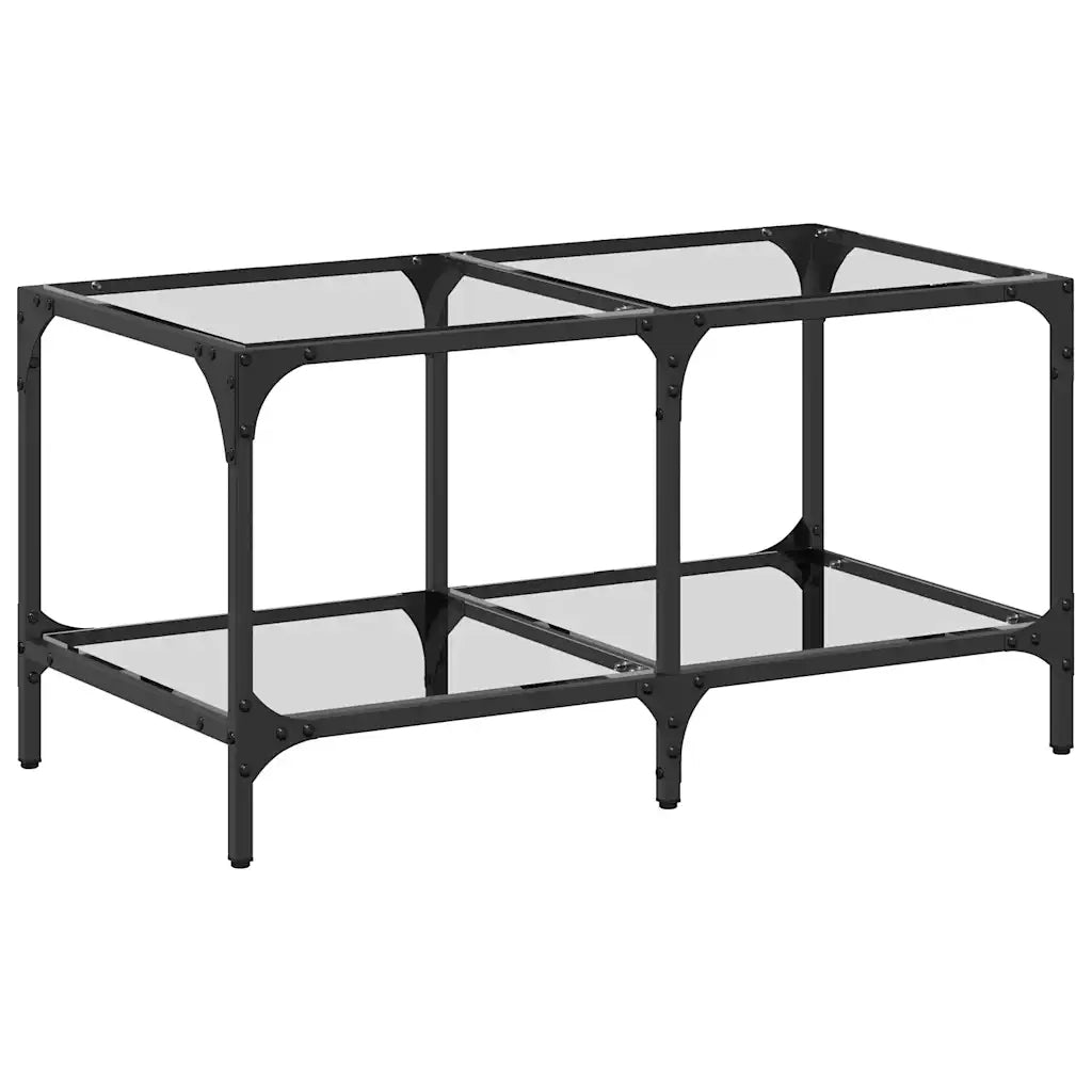 2 pz Tavolini da salotto | Tavolino da caff¨¨ | Tavolino da Soggiorno con Piano Vetro Trasparente 78,5x40x40 cm Acciaio