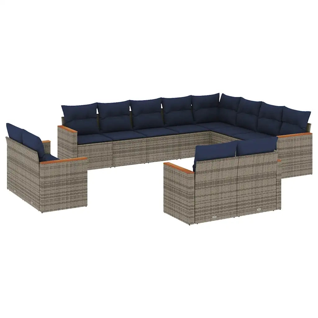Set Divani da Giardino 12 pz con Cuscini Grigio in Polyrattan 3226516