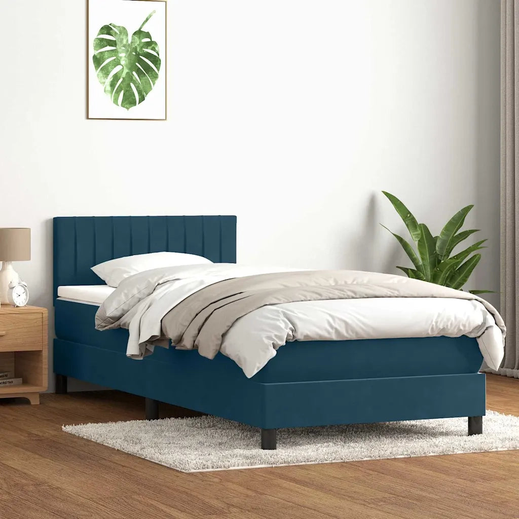 Letto a Molle con Materasso e LED Blu Scuro 80x210 cm Velluto 3317053