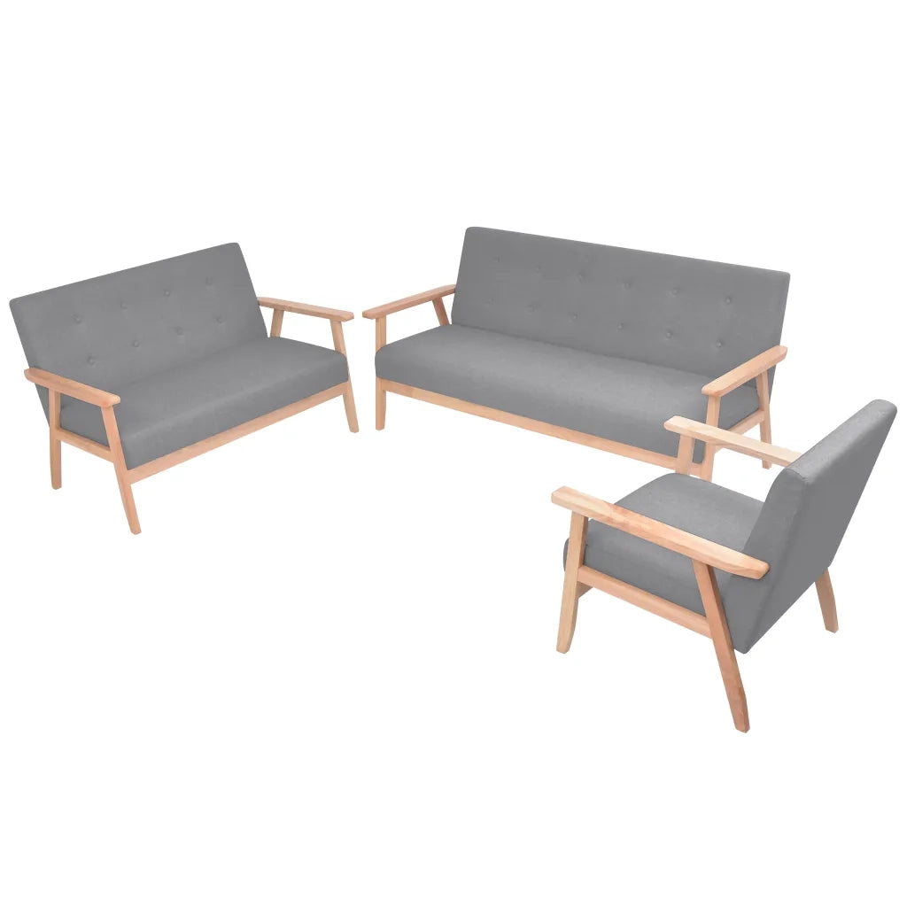 Set di Divani 3 pz in Tessuto Grigio Chiaro cod mxl 16053