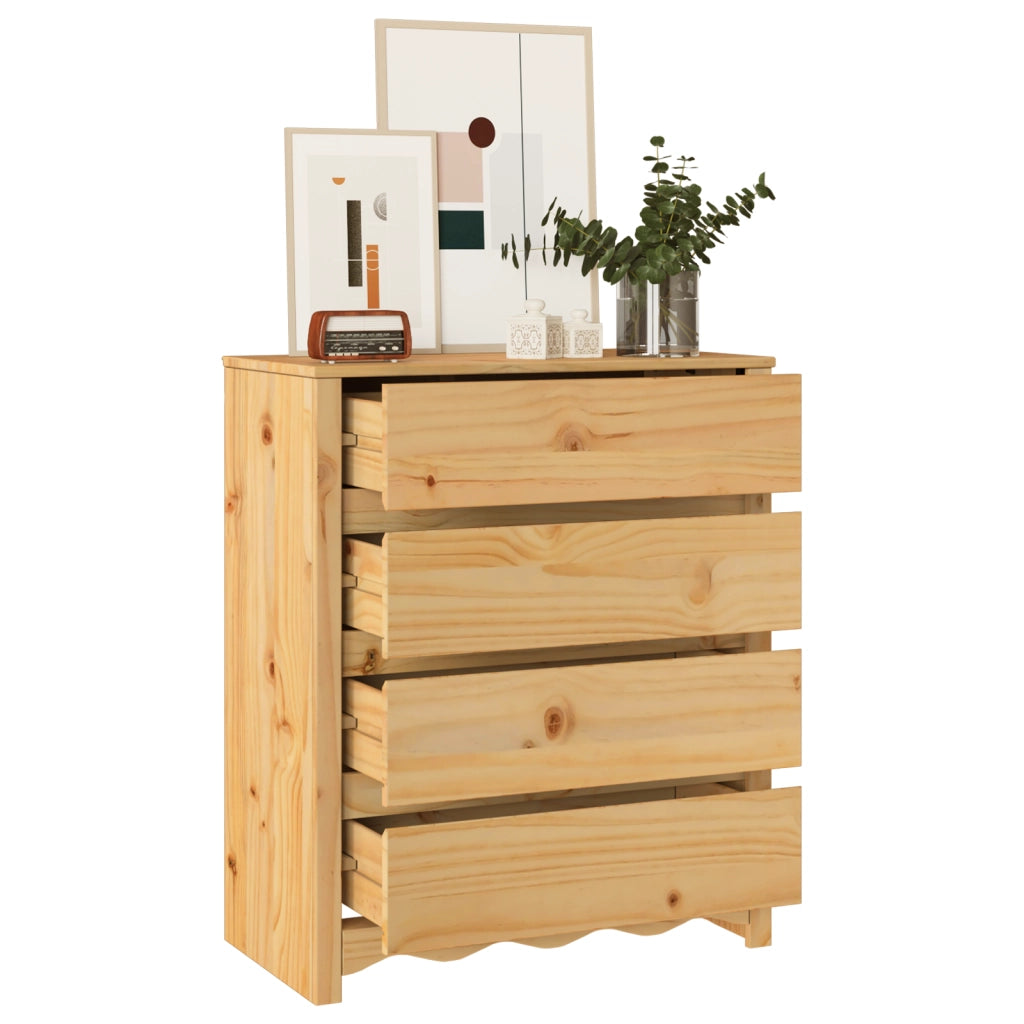 Cassettiera "DRAMMEN" 76,5x40x91 cm Legno Massello di Pino