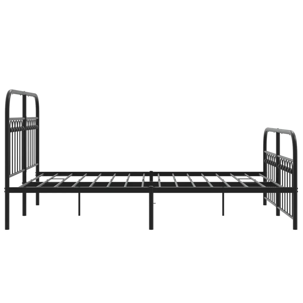 Giroletto con Testiera e Pediera-Struttura Letto Metallo Nero 137x190 cm 178743
