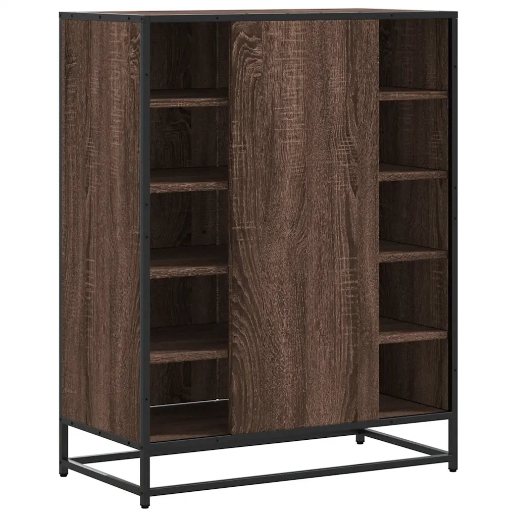 Scarpiera Rovere Marrone 75x38x97,5cm Legno Multistrato Metallo