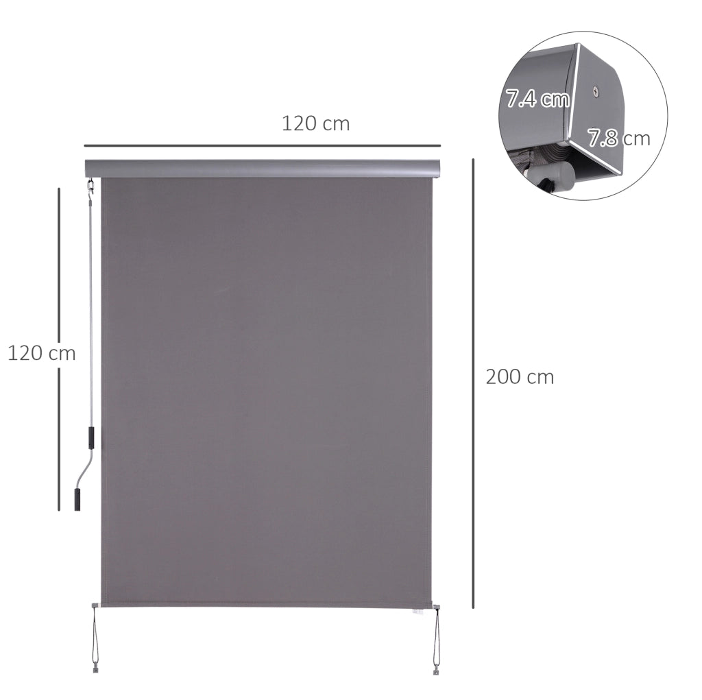 Tenda verticale balcone 120 x 200 cm in alluminio grigio a manovella