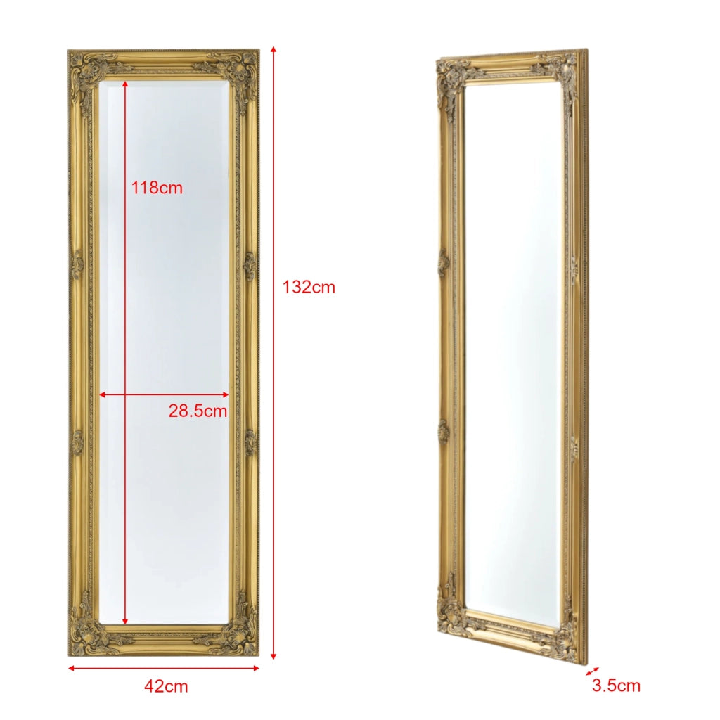 Specchio da parete 132 x 42 x 3,5 cm oro 03_0007908