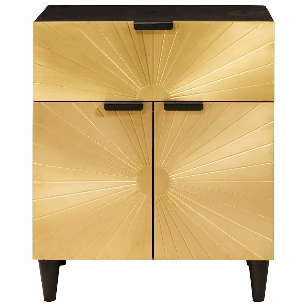 Comodino Nero e Oro 50 x 33 x 60 cm Legno ingegnerizzato 4017839