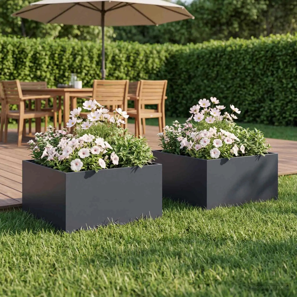 Vaso da giardino 2 pz Antracite 40 x 40 x 30 cm 8005041