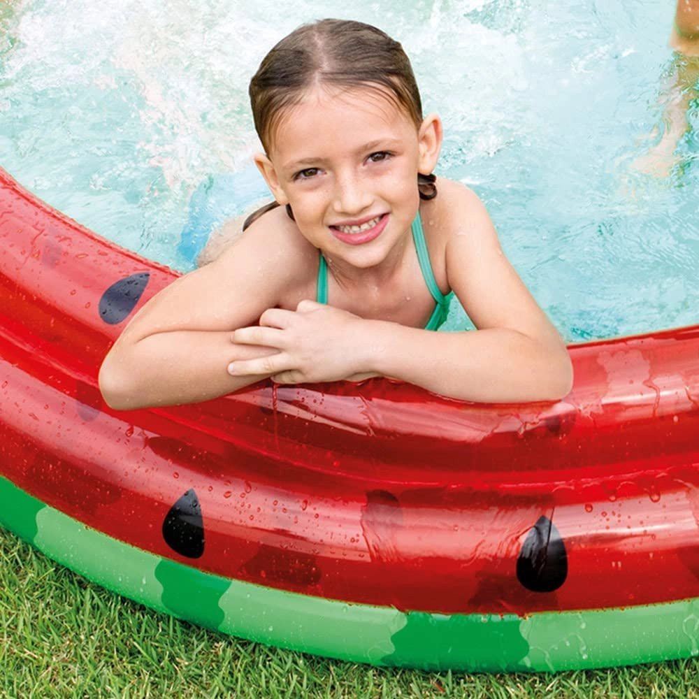 Trade Shop - Piscina Gonfiabile Anguria A 3 Anelli Tonda 168x38 Cm Per Bambini +2 Anni 58448 -