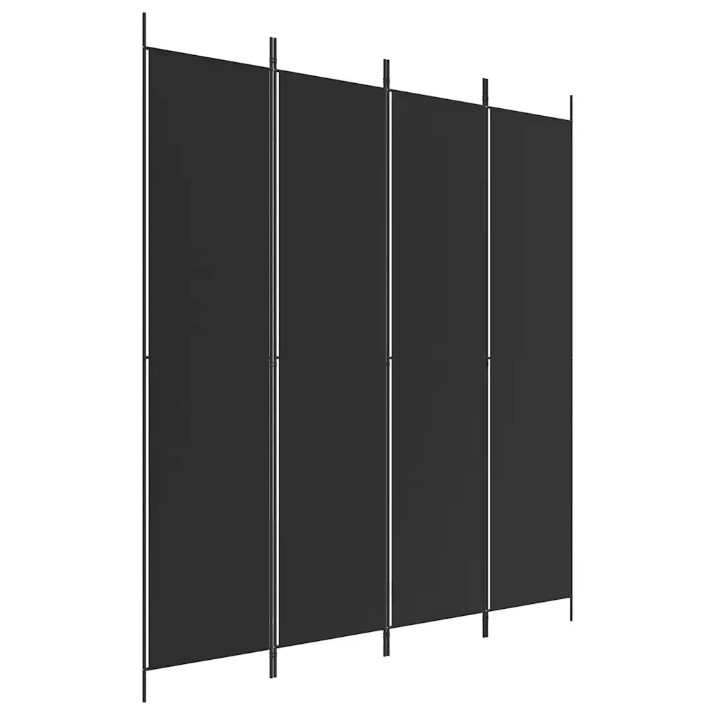 Divisorio a 4 Pannelli-Set di 4 pannelli Paravento Nero 200x220 cm in Tessuto