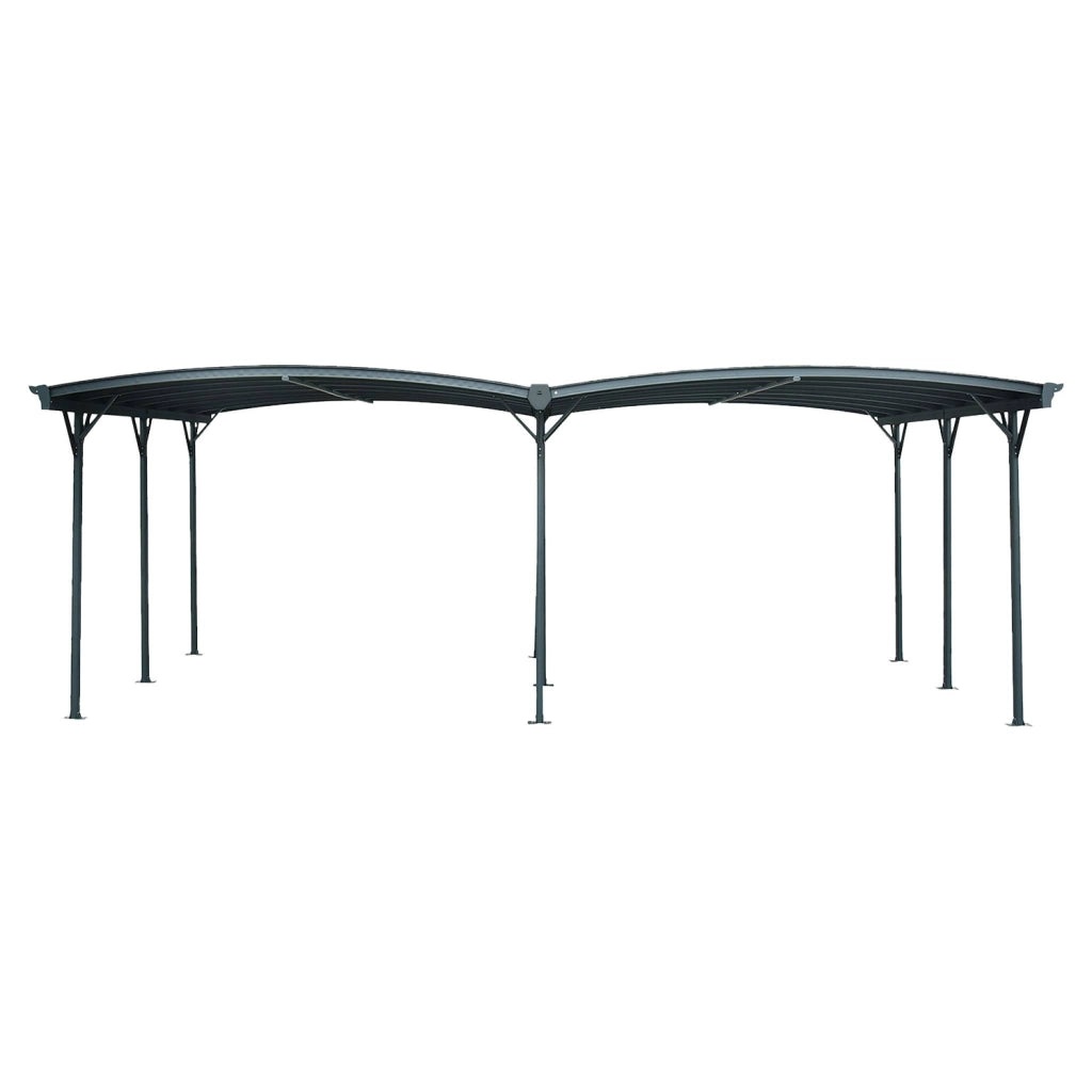 Carport 5x6m con estensione in alluminio e policarbonato , antracite