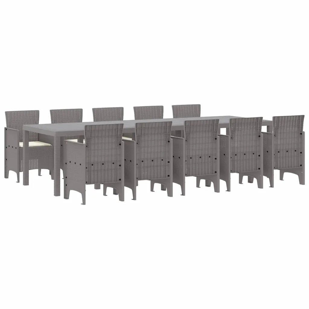Set da Pranzo per Giardino 11 pcs Grigio chiaro e crema