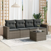 Set Divano da Giardino 5 pz con Cuscini Grigio in Polyrattan 3218680