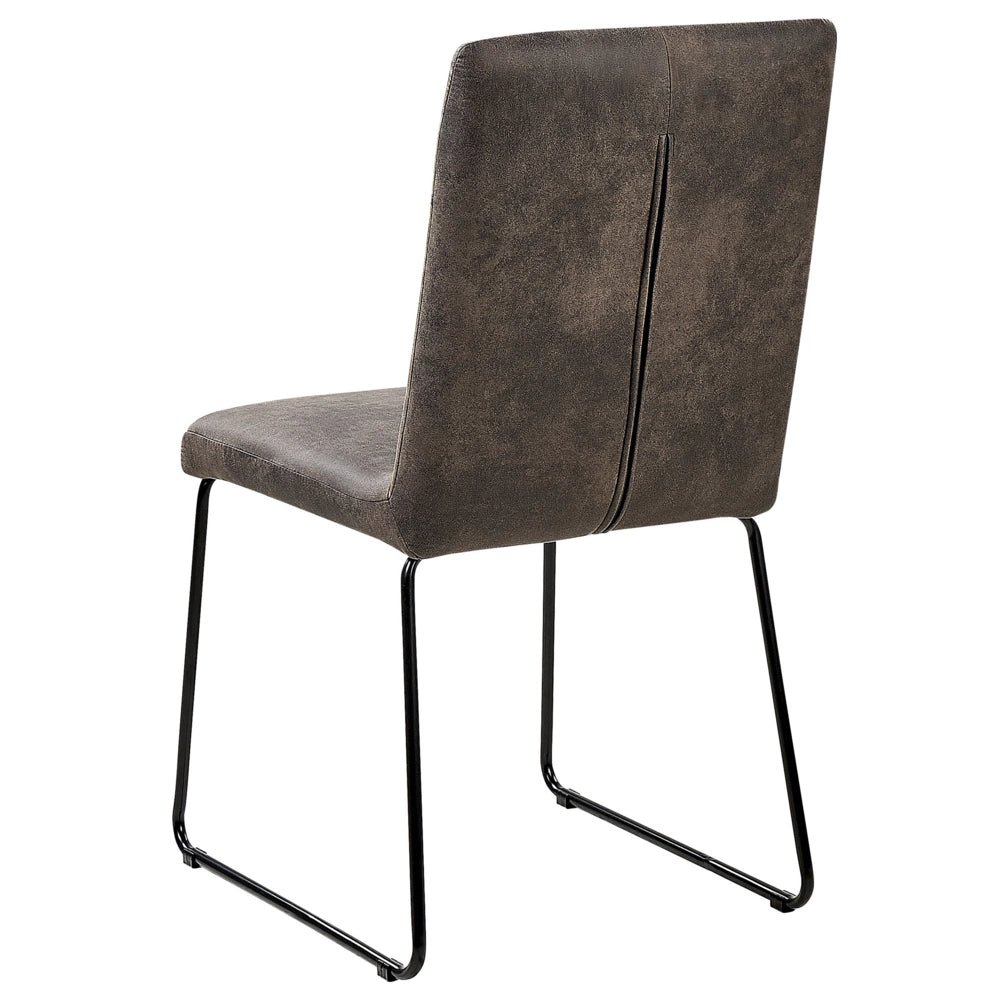 Set di 2 sedie da pranzo con sedile imbottito in tessuto grigio gambe a forma di U in metallo Nero