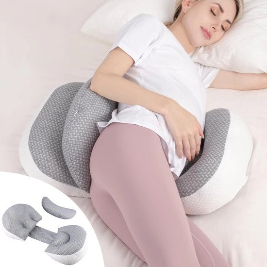 Cuscino per Maternità per Sonnambuli - Cuscino Corpo Flessibile e Portatile con Copertura Respirabile Grigio