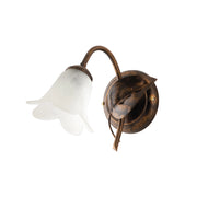 Applique Classico 1 Luce Con Foglie Ferro Battuto E Vetro Bronzo Serie Limone