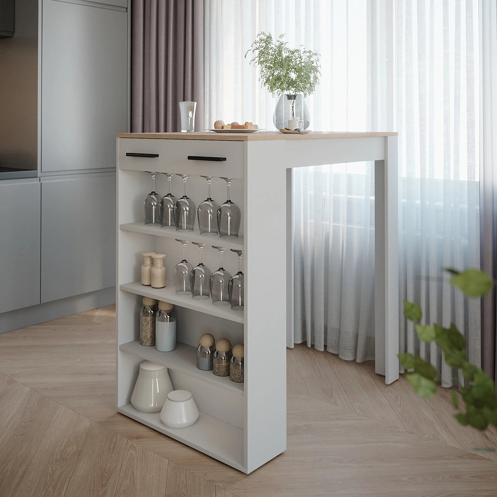 Vicco tavolo bar alto Bianco/Sonoma 67 x 100 cm Tavolo da bar