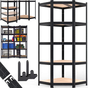 ® Scaffale Metallo Angolare Garage 180x70x40 875kg 5 Riapiani Scaffali Cantina Scaffalatura Angolare Scaffale Salvaspazio Mobile Metallo
