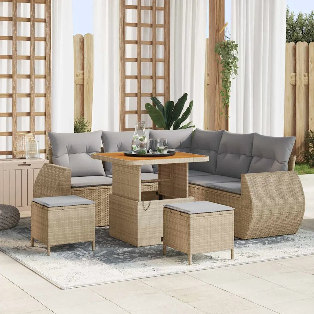 Set Divano da Giardino 8 pcs Beige e Grigio Chiaro polyrattan 3363822