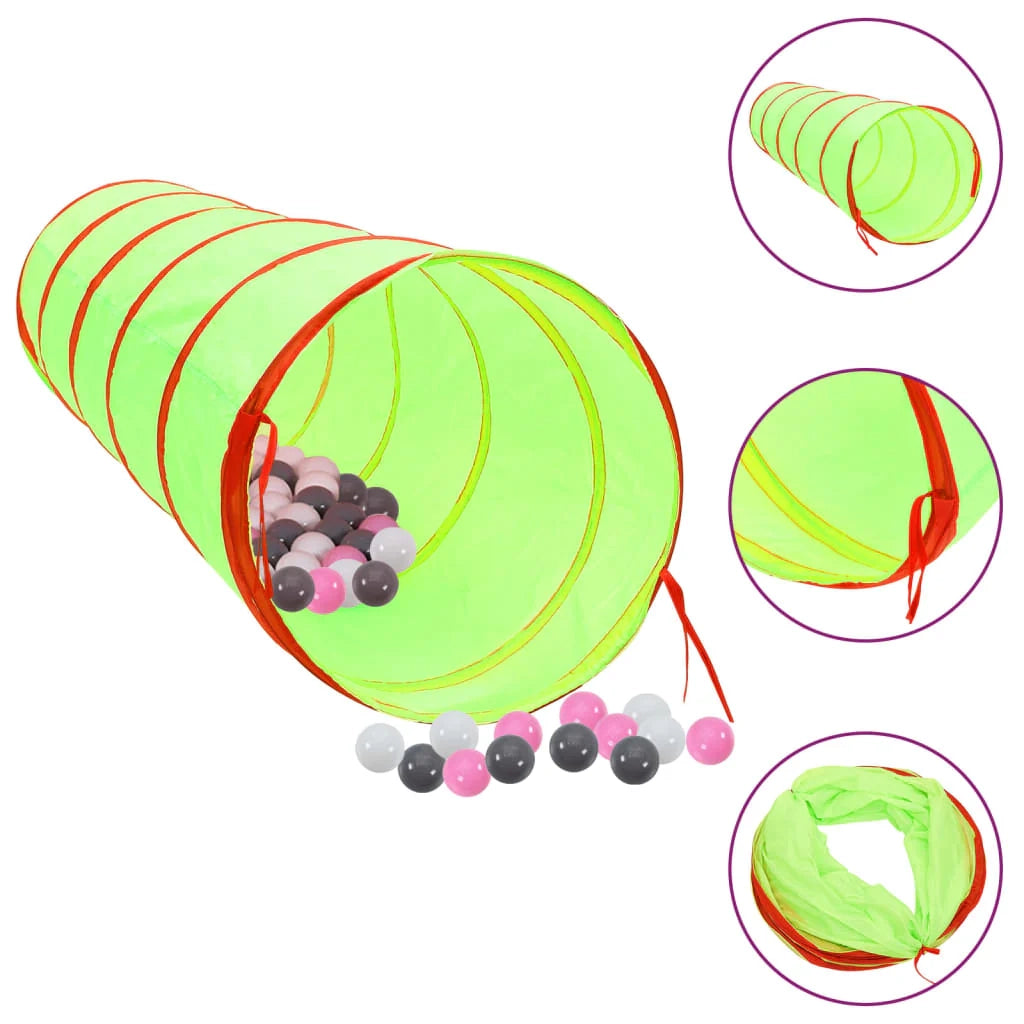 Tunnel gioco per bambini con 250 palline verde 175 cm poliestere 02_0005128