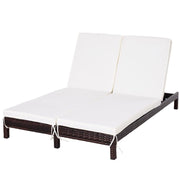 LETTINO PRENDISOLE A 2 POSTI E RATTAN CON MATERASSINO 195 X 120 X 28 CM BIANCO