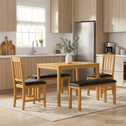 Set da pranzo 5 pz Nero Legno di Quercia Massello 3430277
